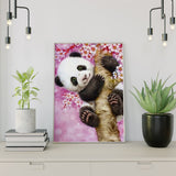 Diamond Painting Panda z Kwiatami