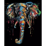 Malowanie po numerach Czarny słoń z kolorami - Malowanie po numerach ekspert