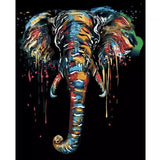 Malowanie po numerach Czarny słoń z kolorami - Malowanie po numerach ekspert