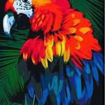 Malowanie po numerach Czerwony Papuga z Niebieskimi Odcieniami - Malowanie po numerach ekspert