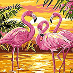 Malowanie po numerach Flamingi przy zachodzie słońca - Malowanie po numerach ekspert