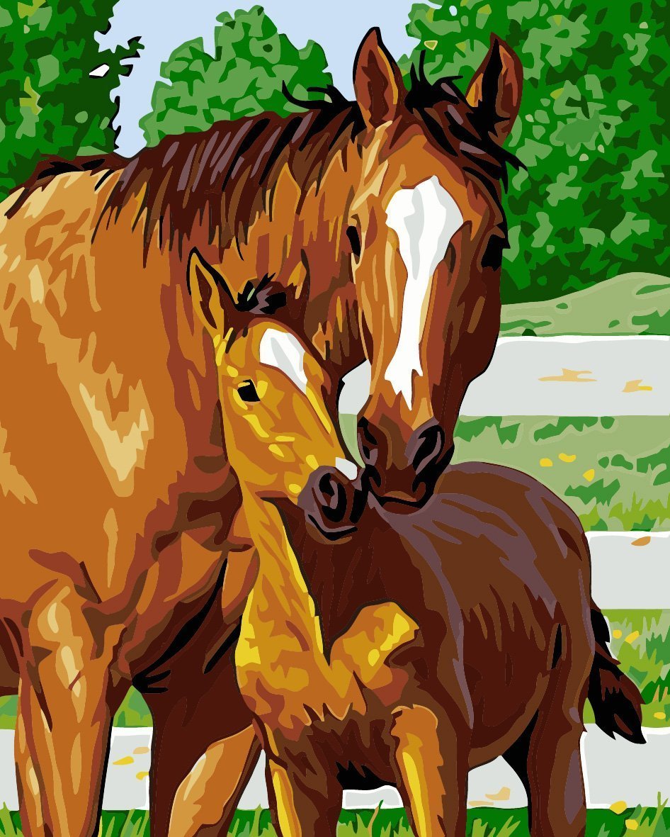 Malowanie po numerach Koń i źrebię - Malowanie po numerach ekspert