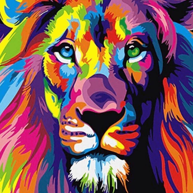 Malowanie po numerach Kolorowy lew - Malowanie po numerach ekspert