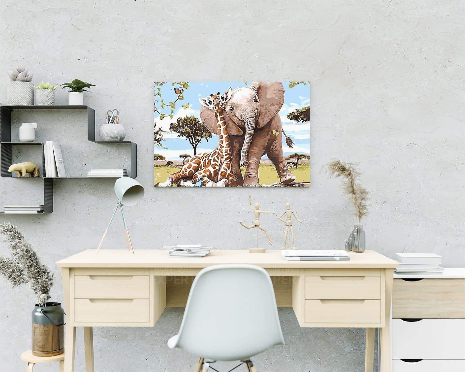 Malowanie po numerach Słoń i żyrafa - Malowanie po numerach ekspert