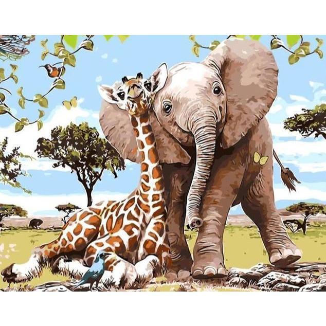 Malowanie po numerach Słoń i żyrafa - Malowanie po numerach ekspert