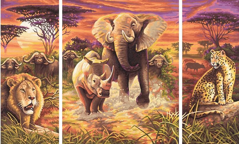 Malowanie po numerach Triptyk Afryka - Malowanie po numerach ekspert