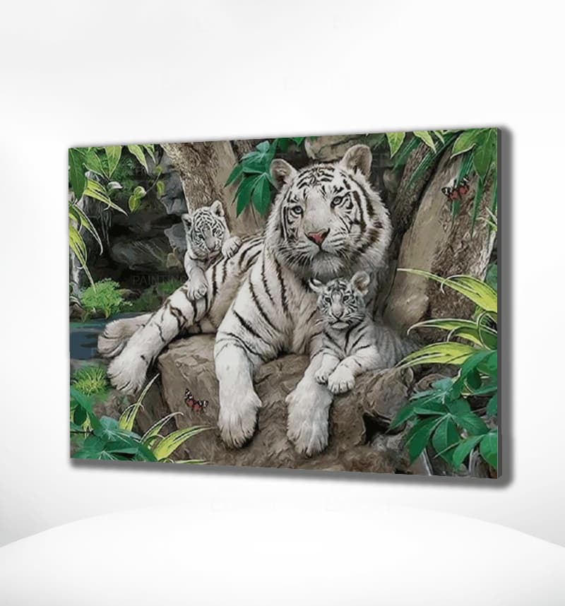Malowanie po numerach Trzy tygrysy w lesie - Malowanie po numerach ekspert