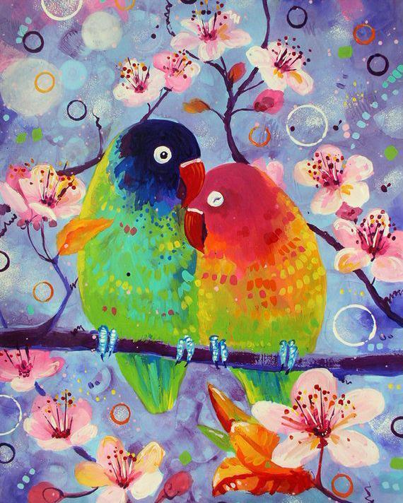 Malowanie po numerach Zakochane papugi - Malowanie po numerach ekspert