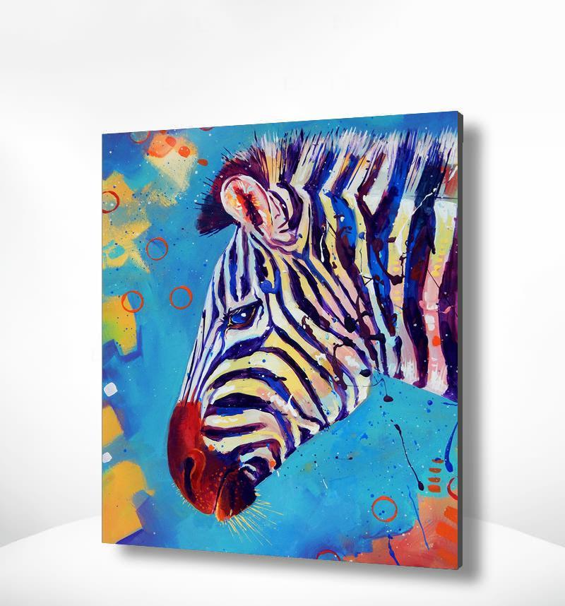 Malowanie po numerach Zebra na niebieskim tle - Malowanie po numerach ekspert